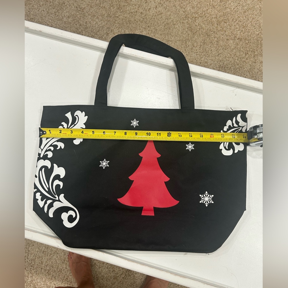 Holiday canvas tote bag with Zipper